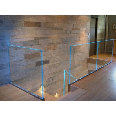 Outdoor aluminum glass balustrades u channel handrails with water proof led light