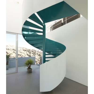 High Quality Steel Plate Railing Design Indoor Usage Glass Wood Spiral Staircase