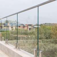 Balcony Veranda Spigot Glass Railing Silver With Stair Railing Holders