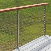 Stainless Steel Modern Wood Balustrades Wire Cable Stair Railings Handrail